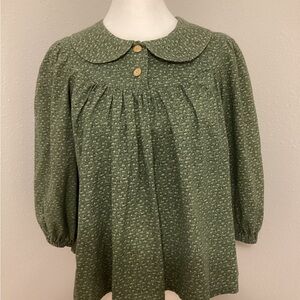 Vintage Green Peter Pan Collar Top